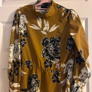 Who What Wear Mustard and Black Floral Dress